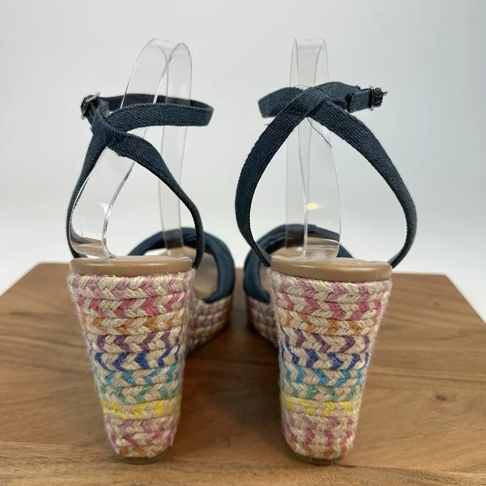 New Womens Abound Sukie Blue Denim Platform‎ Espadrille Wedge Sandals Size 9 M